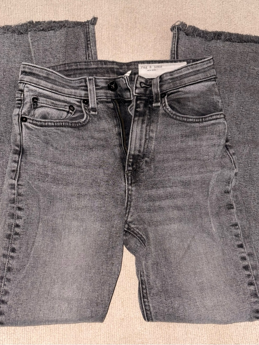 Rag & Bone Gray Washed Cropped Jeans